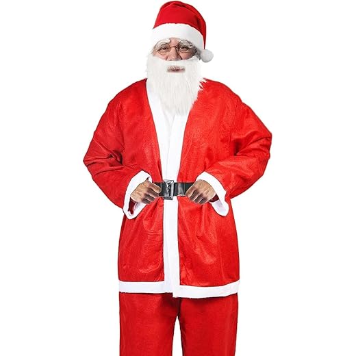 Santa Claus Costume, Cost-effective 5pcs Santa Suit, Large Santa Costume for Men