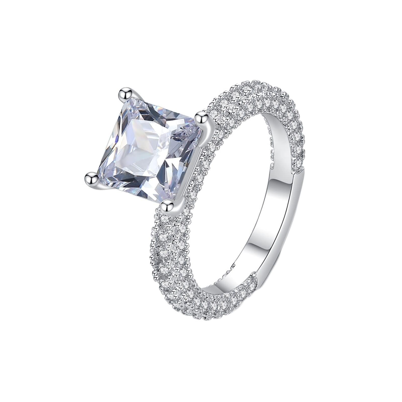 9 Karat Weißgold Verlobungsringe Labordiamant Weiß, Rings Quadrat
