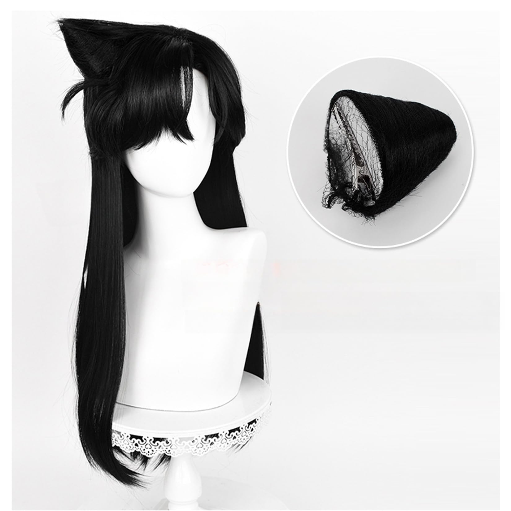 Amazon.co.jp: LAOBAOコスプレ ウィッグ 黒髪 スーパーロング かつら