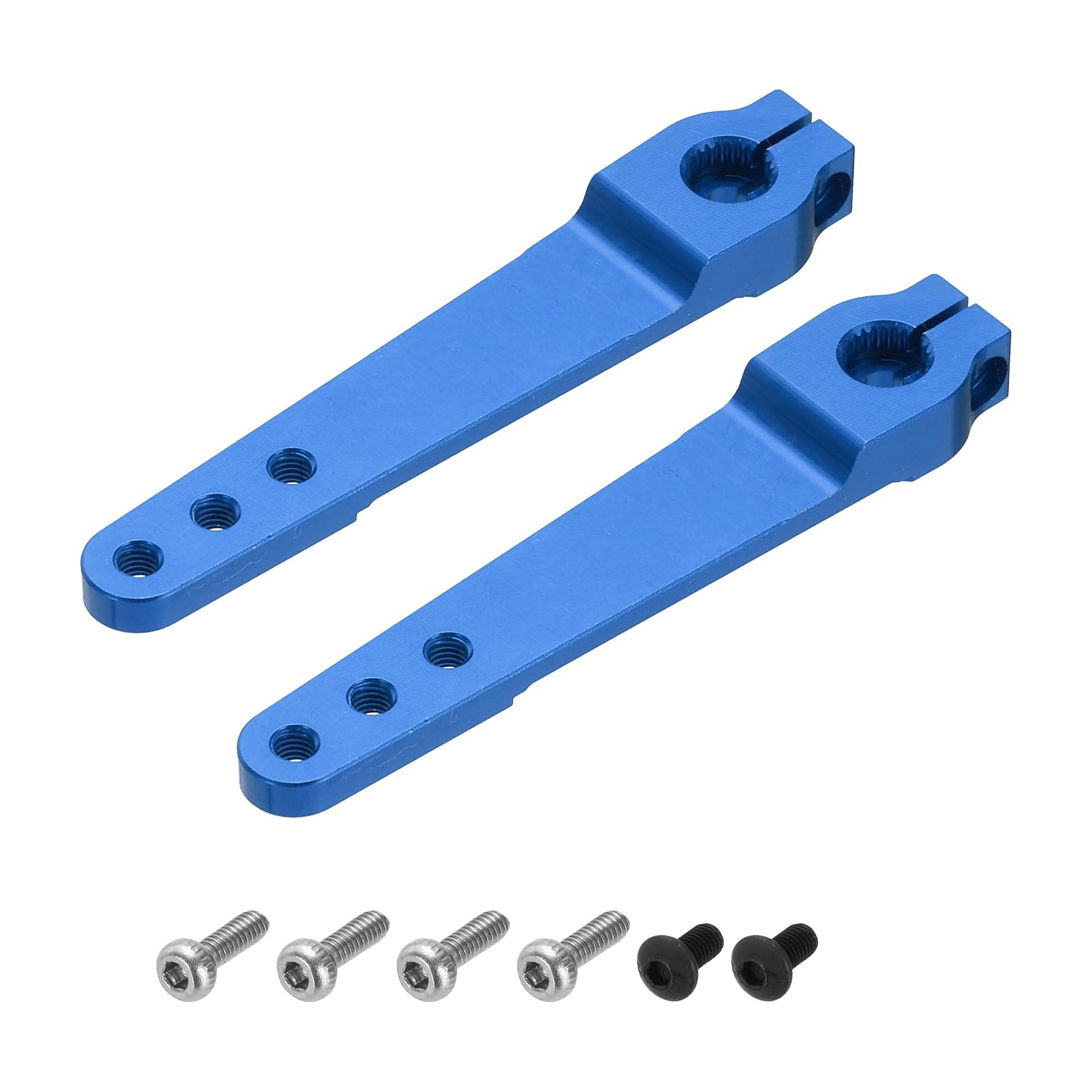 sourcing map 2 Pcs Metal Servo Horn 25T Steering Arm 35mm Length Dark Blue Suitable for DIY RC Car/Boat/Airplanes Boat Model Accessories with 2 Pcs Screws