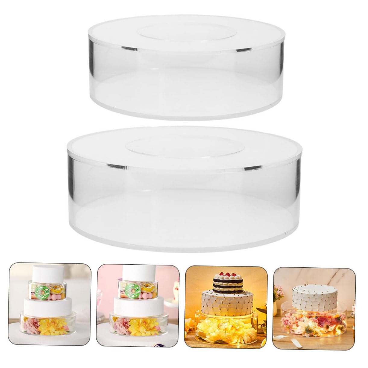 Gatuida Soporte 2piezas Pasteles de Transparente Redondo Acrílico para Único y Exhibidor Elegante Diseño para Bodas Fiestas para Dulces y Galletas