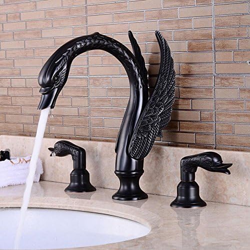 ZHFC The bathroom faucet Deluxe Black Trim Basin Faucet installed three hot cold water mixing tap European style bathroom faucet Art