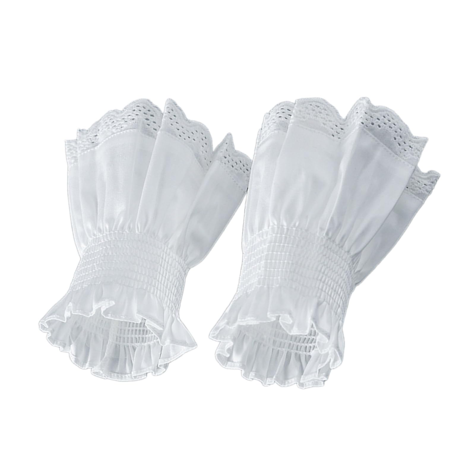 Polsini da polso per camicie maglione pizzo manica finta ornamento svasato increspato maniche svasate svasate polsini falsi polsi.Bianco