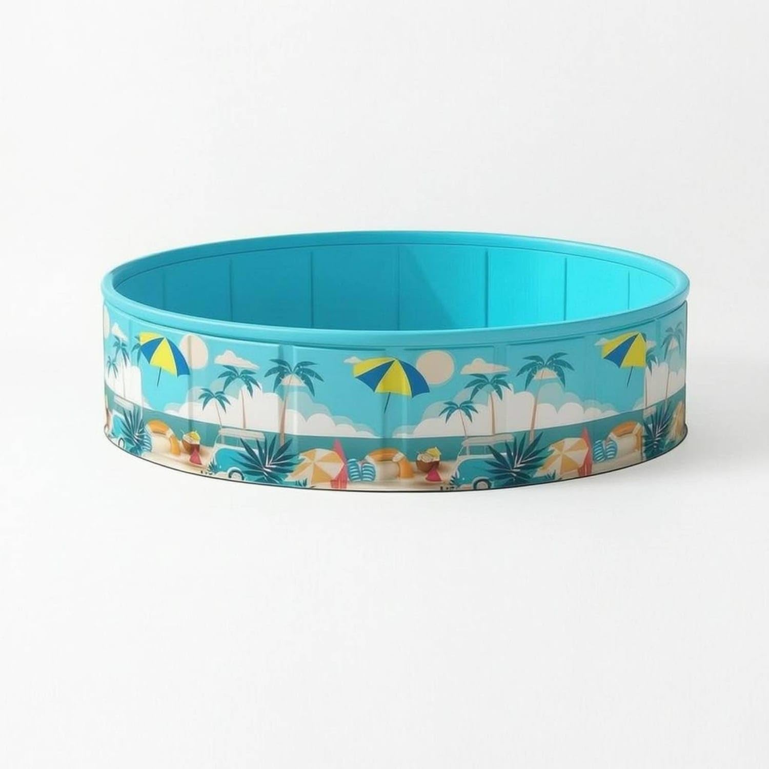 MYADDICTION Structured Wall Round Foldable Swimming Pool Wide Top Rim Non-Inflatable Pool, 90CM, Coconut Beach-picture-21