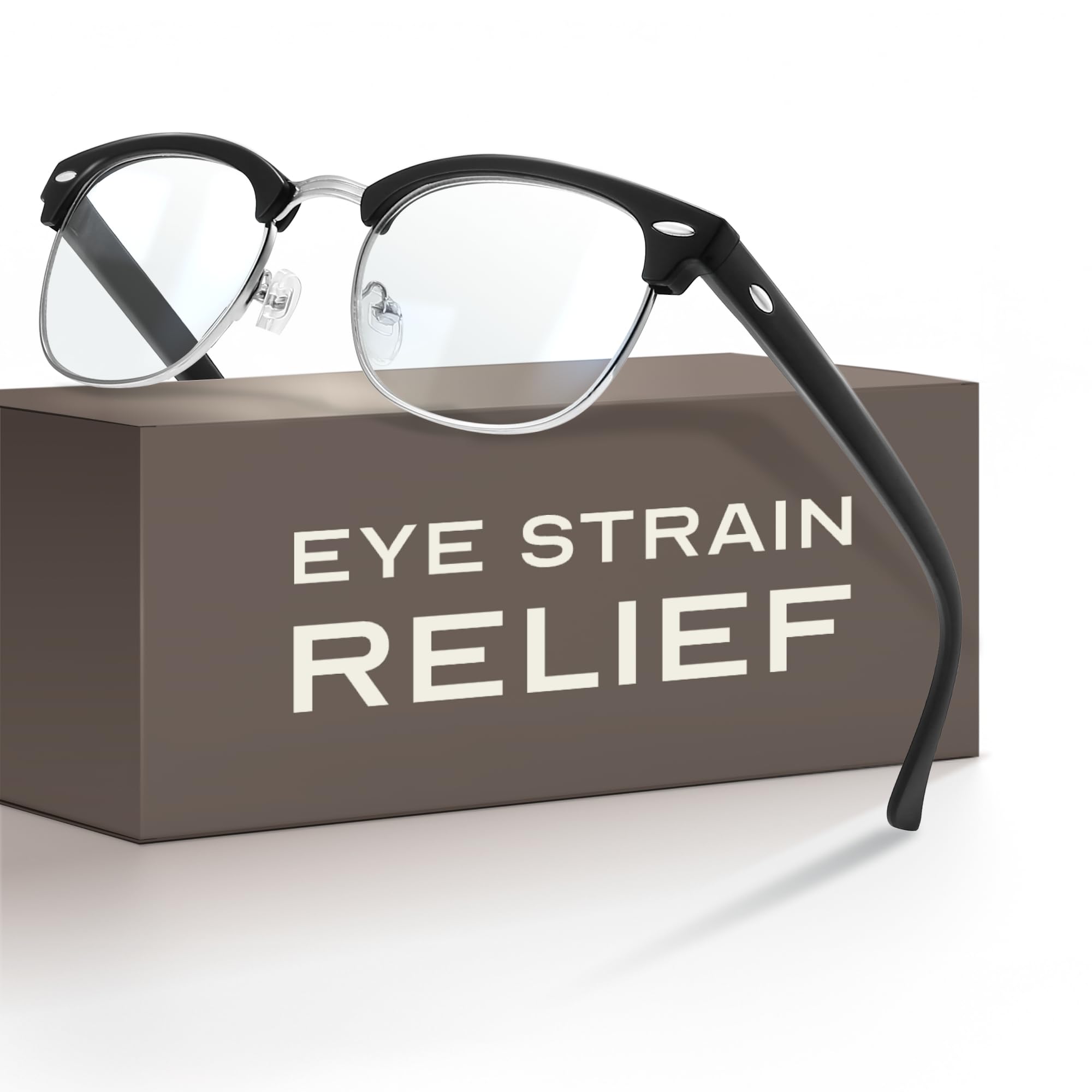 racico Eyewear Frame for Men and Women, Fashion Vintage Classic Blue Light Glasses Semi-Rimless Half Frame