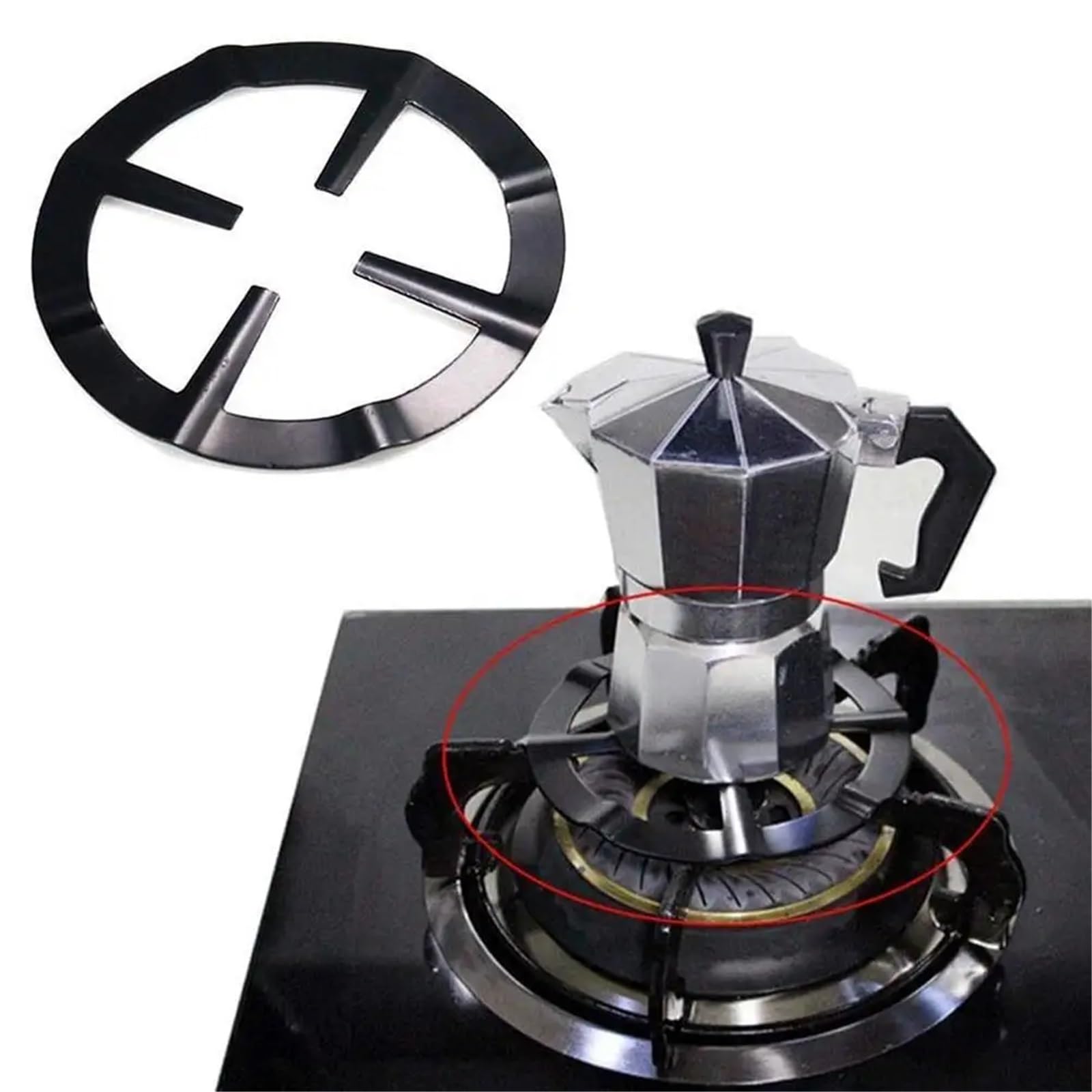 Cremagliera Per Stufe A Gas 2 pz Stufa A Gas Cremagliera Stufa Del Basamento In Acciaio Caffettiera Porta Gamma di Gas Anello di Supporto Bruciatore Griglia Piano Cottura A Gas Cremagliera Accessori D