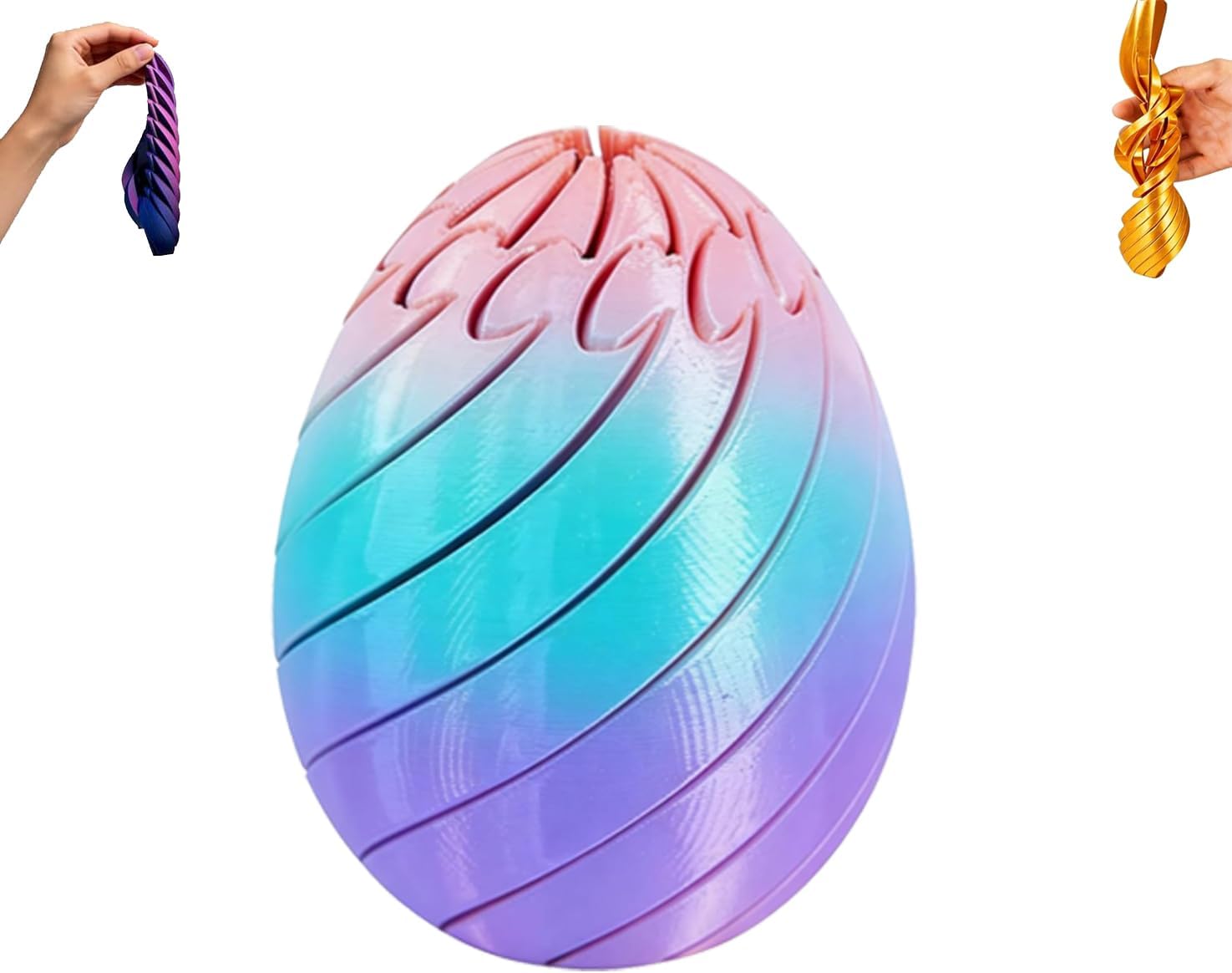 Twisty Fidget Egg, 3D Printed Spiral Fidget Toy, Smooth Rotating Stress Relief Egg Spinner, Unique Easter Basket Stuffers and Desk Toy for Adults, Relaxation (#B)