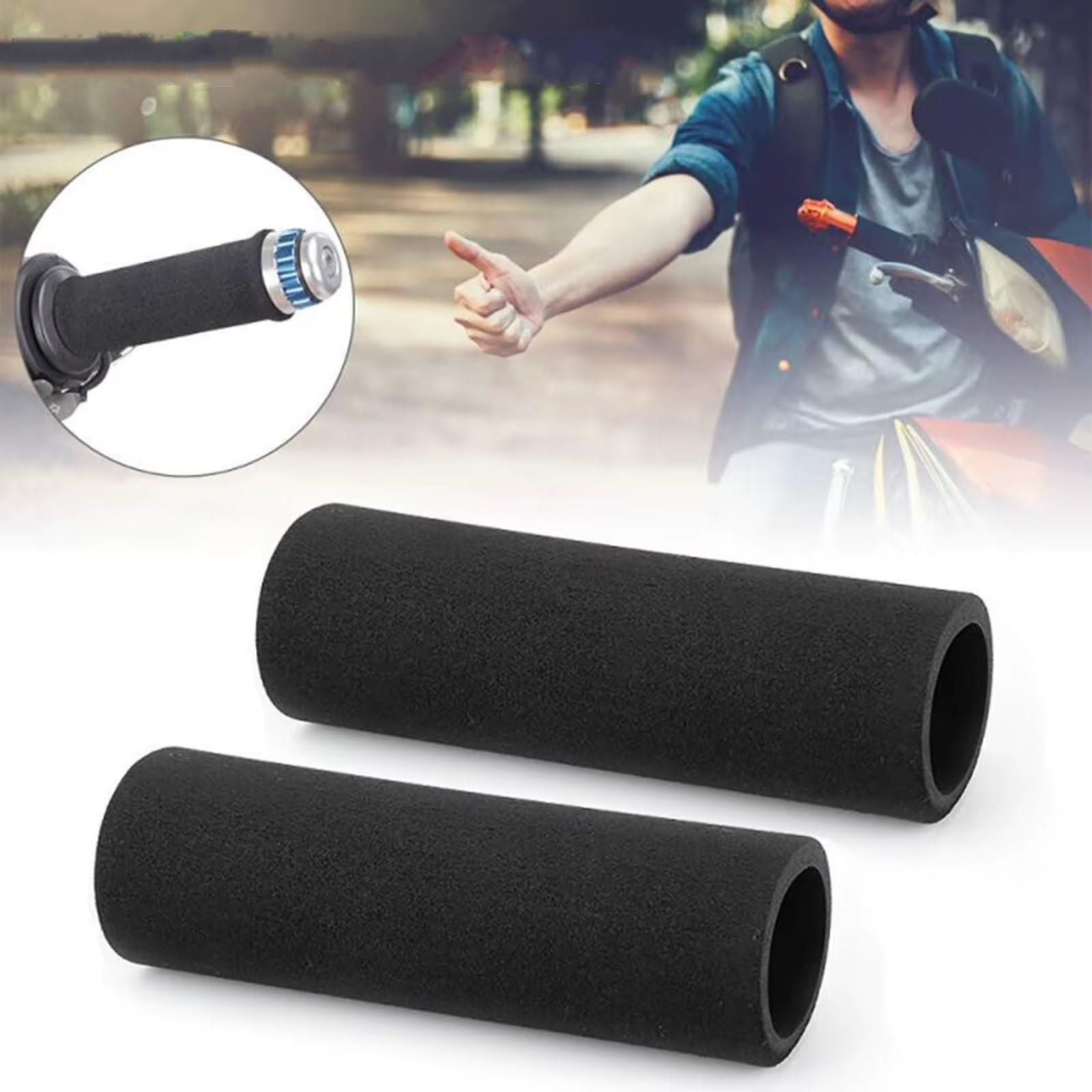 Cubiertas Manillar Motocicleta Empuñaduras Espuma Funda Antideslizante Fundas manillar moto | Cubiertas Manillar Empuñaduras Espuma Universales Mango Vibración Antideslizante Funda Espuma 1 Par