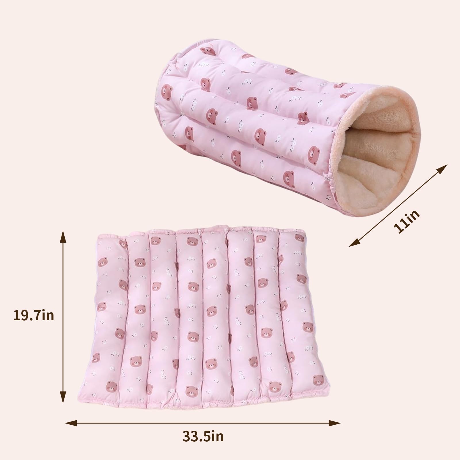 Tunnel giocattolo per gatti con caldo tappetino invernale per gatti, reversibile, in peluche e pile, tappetino da gioco pieghevole per conigli interni, gattini, furetti, cuccioli, diametro 27