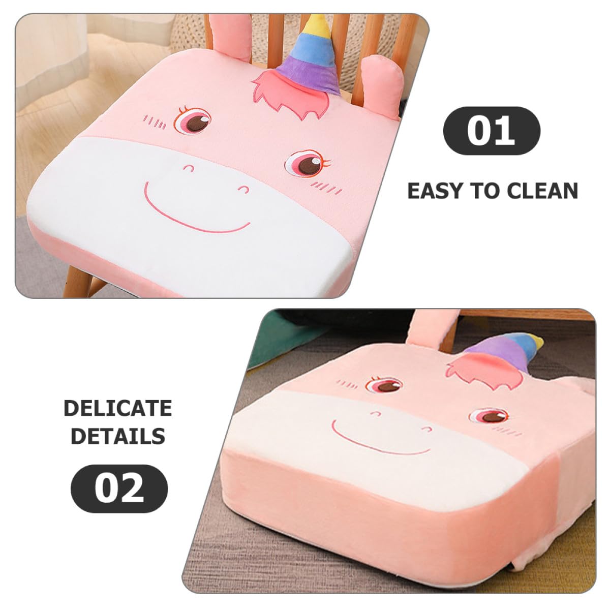 GLEAVI Seggiolino Rialzato per Sedia da Pranzo in Schiuma Spessa 5 CM Cuscino Antiscivolo Traspirante per Adatto per Uso Domestico e Viaggi Supporto Comodo per Seduta Elevata