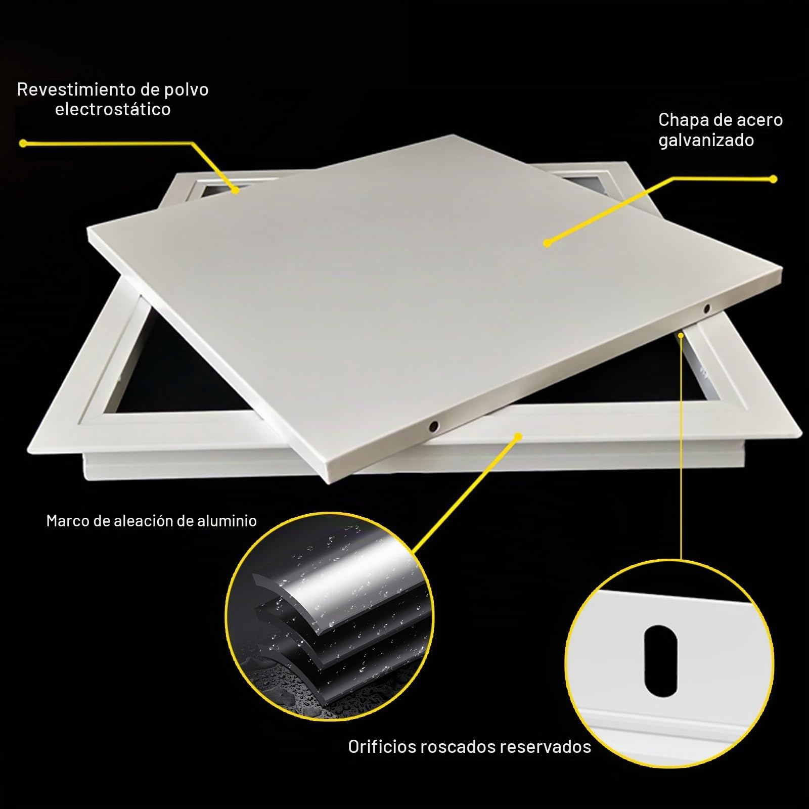 Trampilla Pladur Tapa De Registro 150 200 300 400 500mm, Trampilla De Inspección Empotrada, Tornillos Incluidos, Panel De Acceso Oculto Para Techo Trampilla Pladur(White,30 * 30cm)