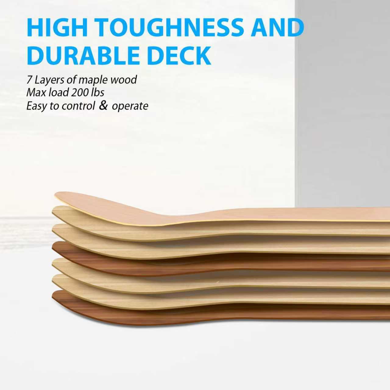 Lot de 2 planches de skateboard, 78,7 x 20,3 cm, 7 couches, en érable vierge, planche de skate double kick
