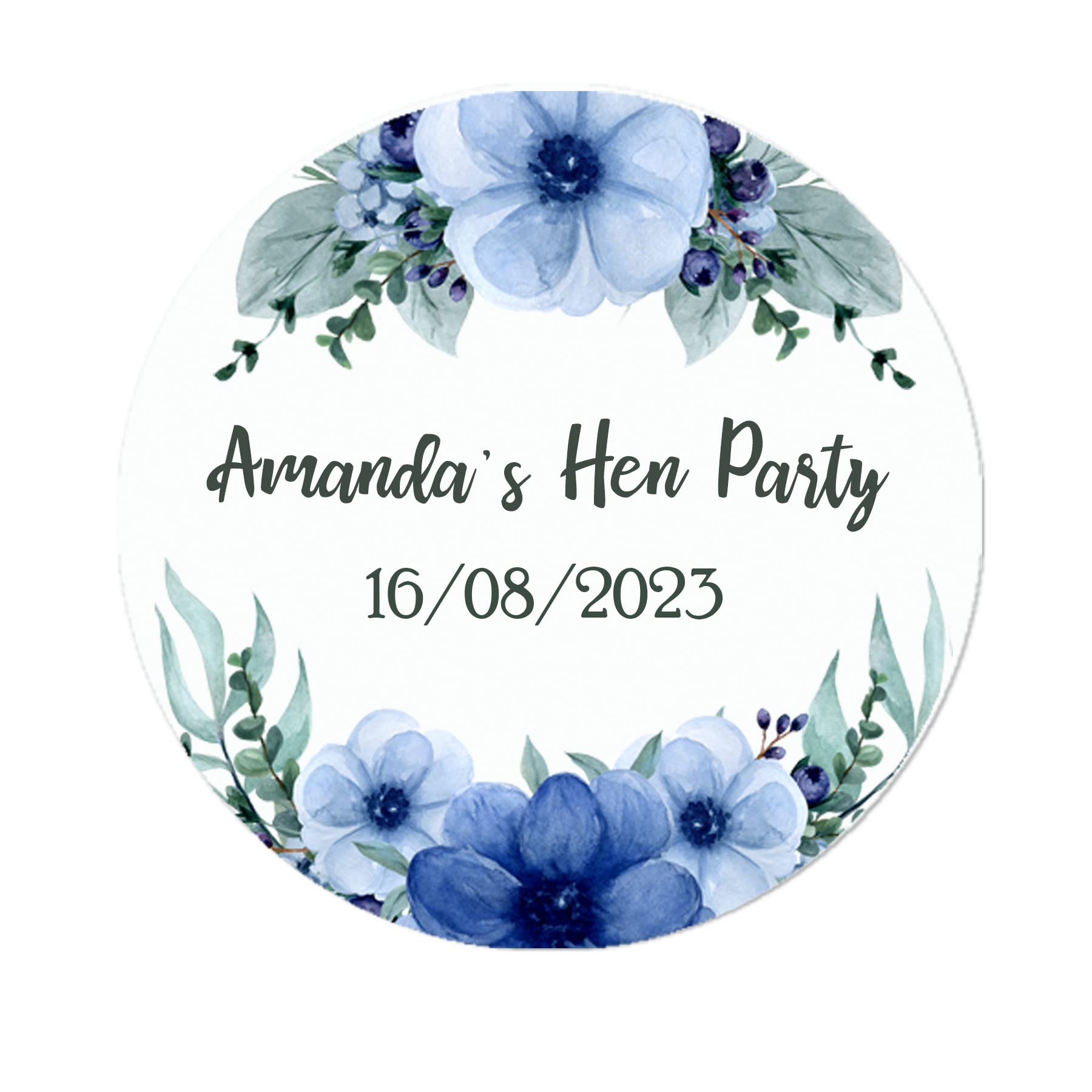 35 Personalised Floral Hen Party Bridal Shower Stickers - Thank You Sweet Cone Bags Favour Luxury (Navy)
