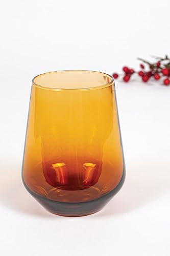 Miniatura 5 de RAKLE Copas de vino sin tallo, juego de 4 copas de vino marrón degradado, copas de vino coloridas de 14.3 onzas, vidrio de primera calidad sin
