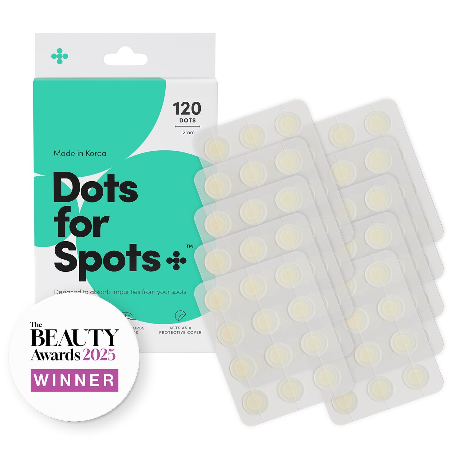 Dots for Spots Pimple Patches- Pack of 120 Translucent Hydrocolloid Spot Patch Treatment Stickers for Face - Fast-Acting, Vegan & Cruelty Free - Korean Skin Care