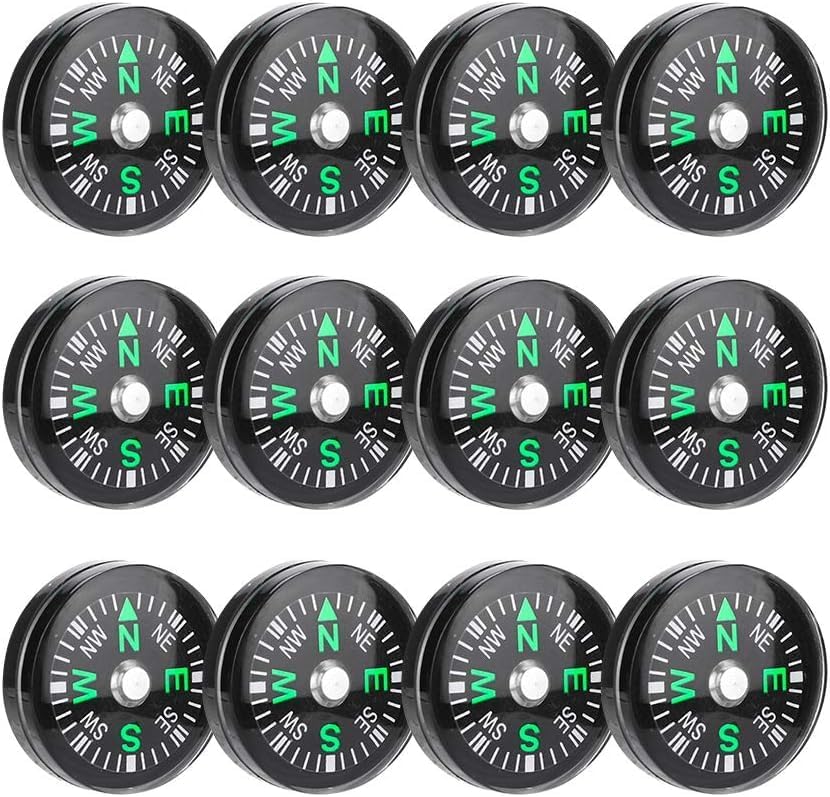 50 Pieces Mini Compass Small Button for Kids 20mm Bulk Hiking Liquid Filled Survival Set Camping Boating Touring Backpacking Outdoor Activities, Pack of, BLACK