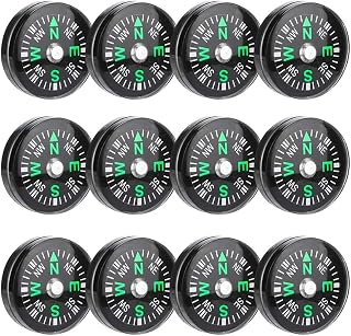 50 Pieces Mini Compass Small Button for Kids 20mm Bulk Hiking Liquid Filled Survival Set Camping Boating Touring Backpacking Outdoor Activities, Pack of, BLACK