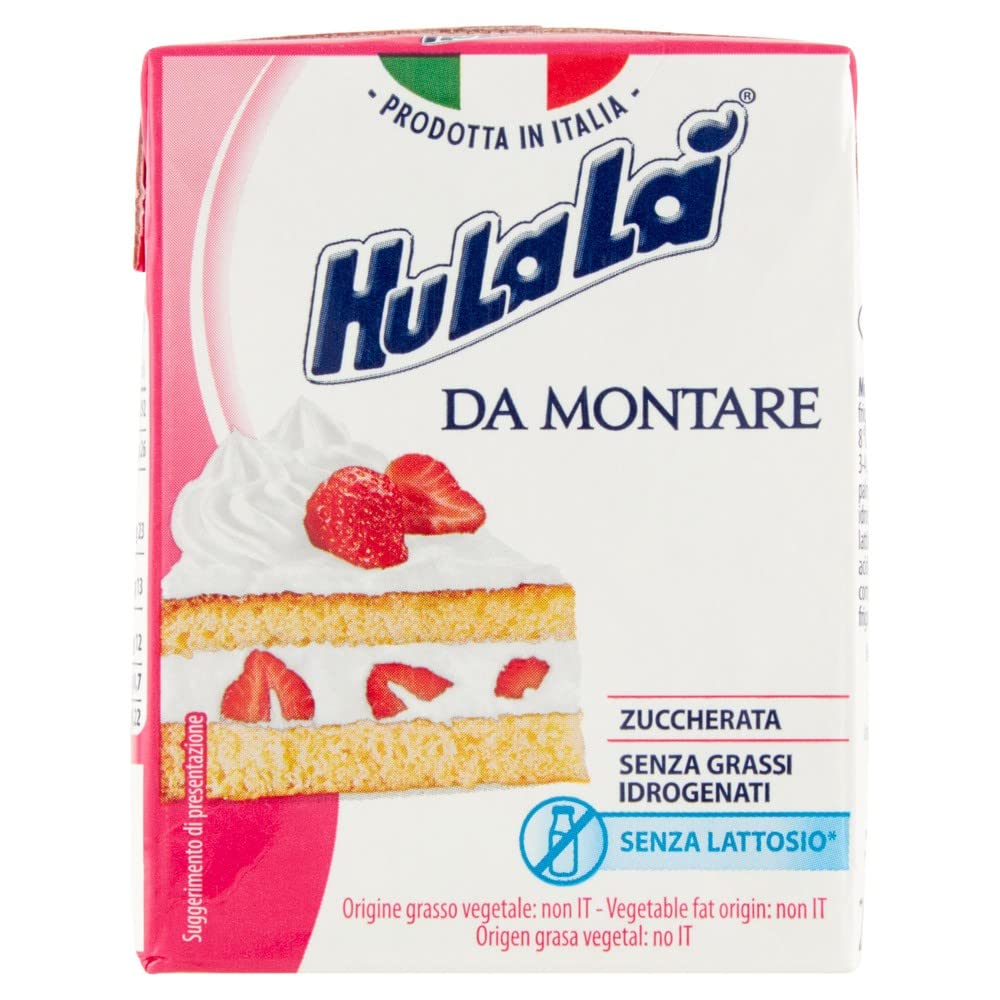 24x Hulalà Panna da montare zuccherata gesüßtes Süßwarenprodukt Sahne zu montierendes 200ml laktosefrei und frei von gehärtetem Fett Italienisches Produkt basierend auf pflanzlichen Fetten