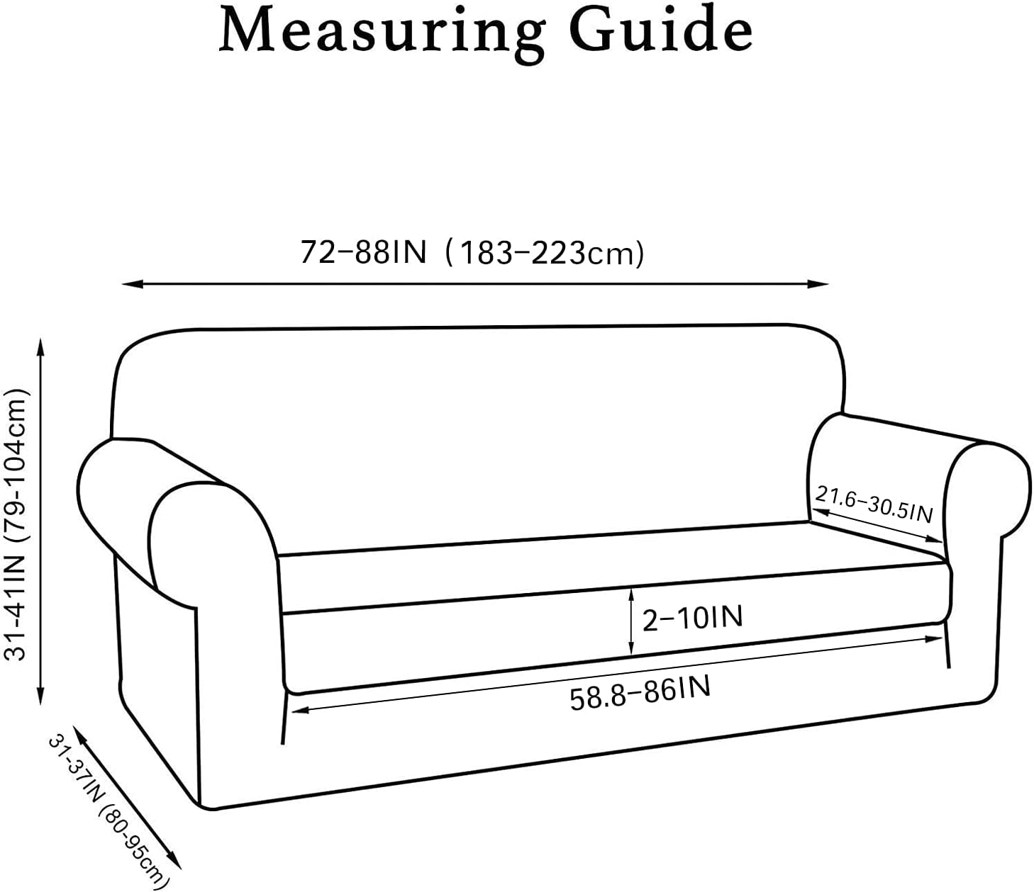 Turquoize Sofa Covers Washable 2 Piece Sofa Covers for 3 Cushion Couch Sofa Slipcovers Stretch Couch Covers Slip Covers with Elastic Bottom Feature Thick Jacquard Fabric (Sofa, Biscotti Beige) 5 61oiCp07IsL. AC SL1500
