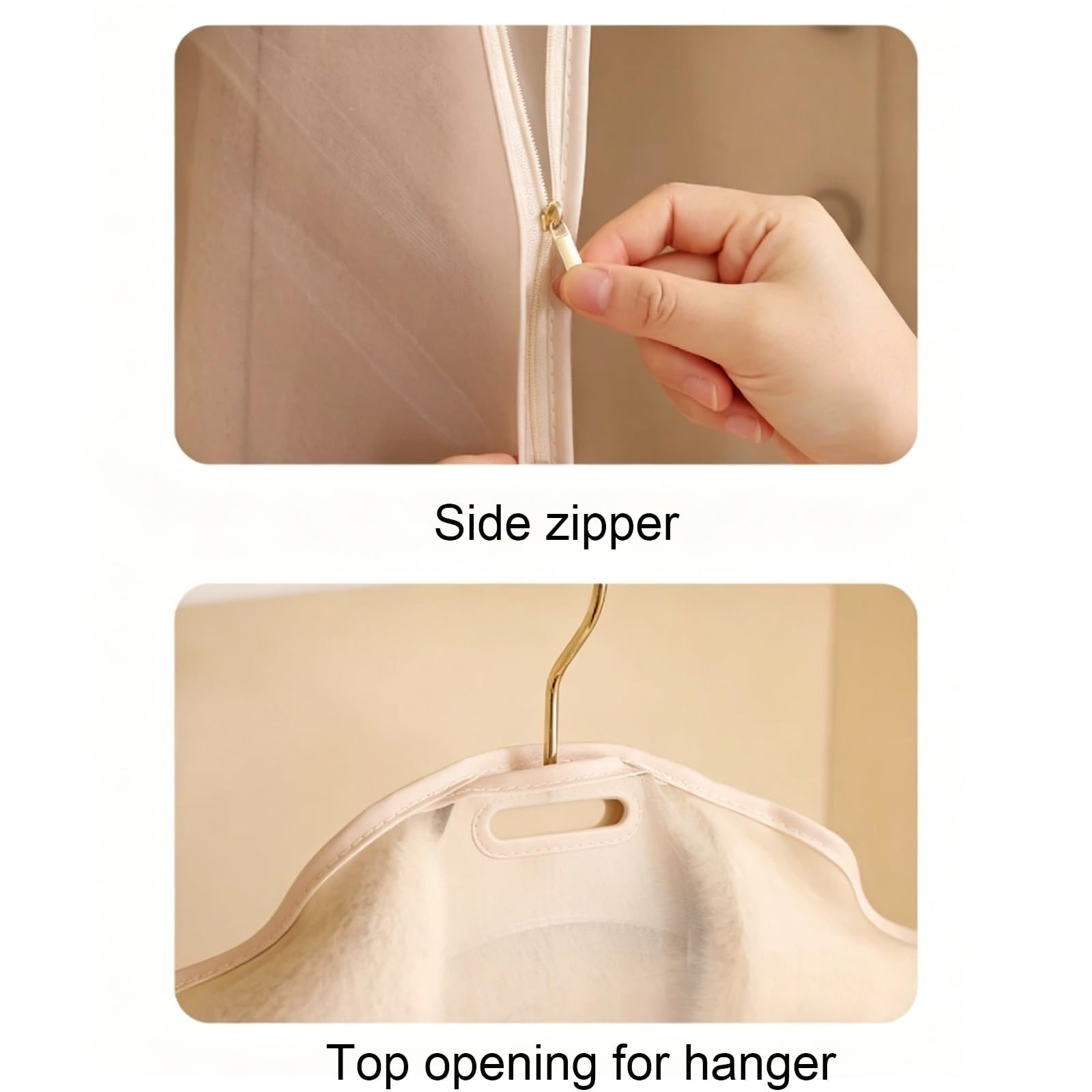 Lote de 2 Fundas Abrigos para Colgar, Fundas Ropa de Organza con Cremallera Lateral, Porta Trajes, Aptas para Abrigos y el Armario(60 * 130cm/24 * 51in)