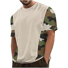 Men Camouflage Block Color Tee Shirt Short Sleeve Fashion Tshirts Casual Summer Athletic Running T-Shirts