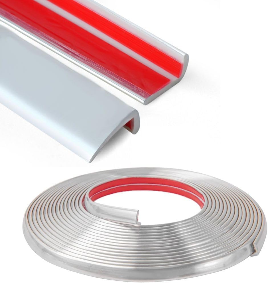 6M PVC Silver Corner Trim, Weather Stripping for External Corners, Peel and Stick, 0.75cm Width, 6m Length