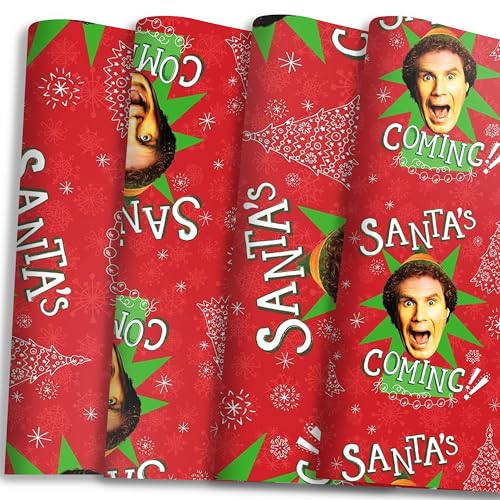 Buddy the Elf Santa's Coming Christmas Wrapping Paper - 12 Sheets - 20" x 30" - Festive Holiday Gift Wrap by Silver Buffalo by Silver Buffalo - Used condition - US$13.95
