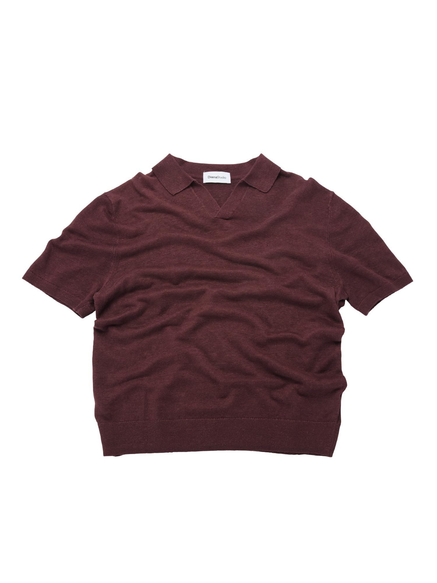 Diana Studio - Polo Senza Bottoni Rasata in Maglia, Uomo, 100% Lino, Maniche Corte, Casual Fit