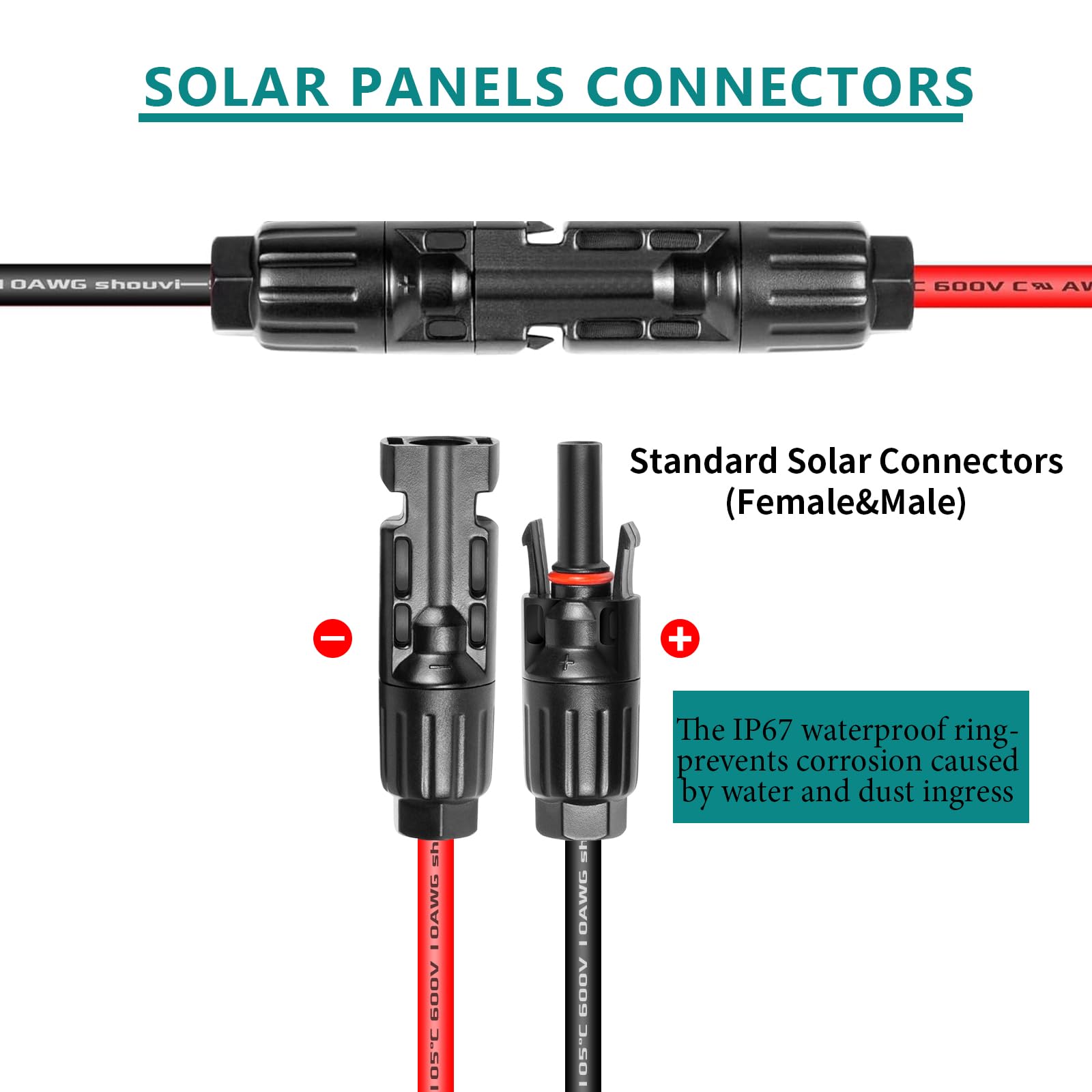 Cable de cobre estañado XT60i de 10 AWG a conector de panel solar, cable de extensión de 50 pies – Cable solar a XT60i resistente para baterías RC, drones, sistemas de energía solar y aplicaciones de