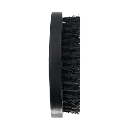 Miniatura 5 de Cepillo de barba de cerdas de jabalí negro para hombre, cepillo de madera suave para barba de madera pequeña de viaje de bolsillo (negro)