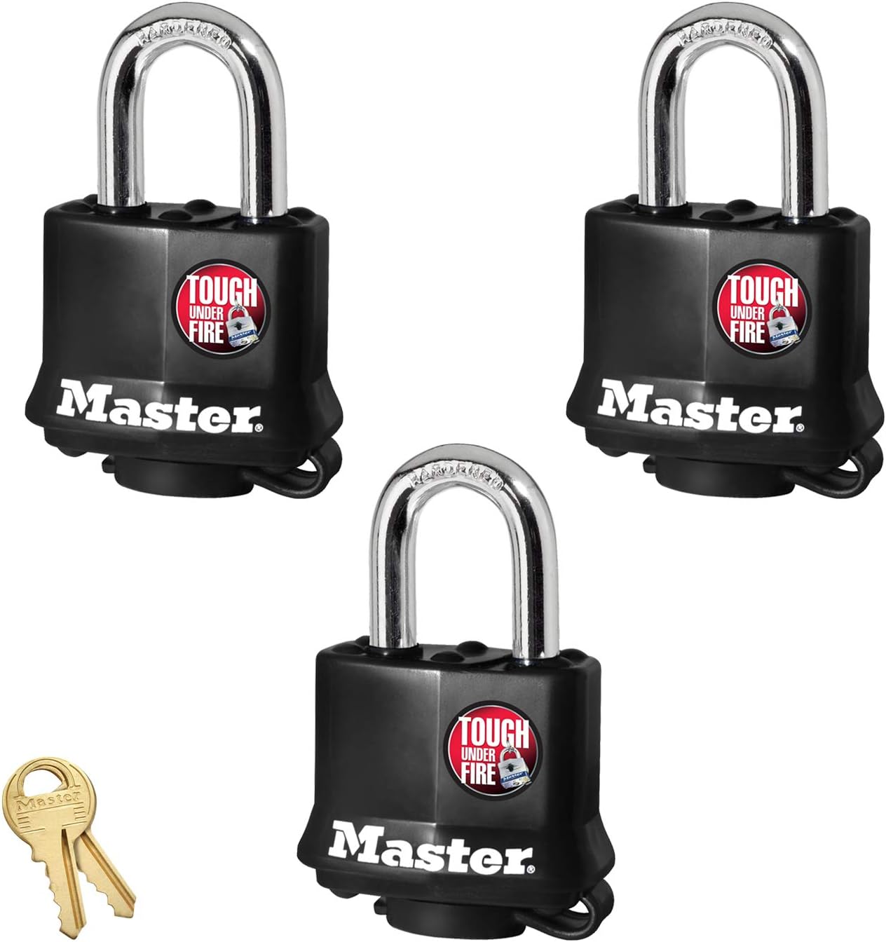 Master Lock (3) Keyed Alike Padlocks w/Thermoplastic Coating - 311KA-3
