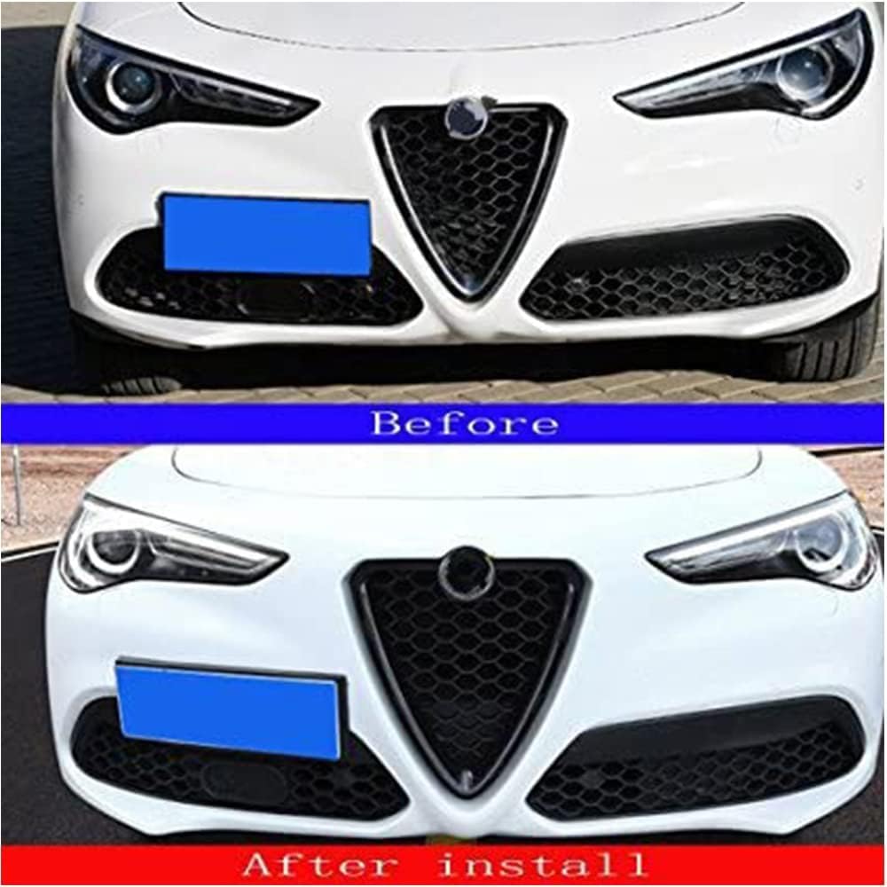 HARIN 2PCS per Alfa Romeo Stelvio 2017 2018 Auto Griglia Anteriore Decorazione Telaio Trim Copertura Trim ABS in Fibra di Carbonio Stile Accessori di Modifica