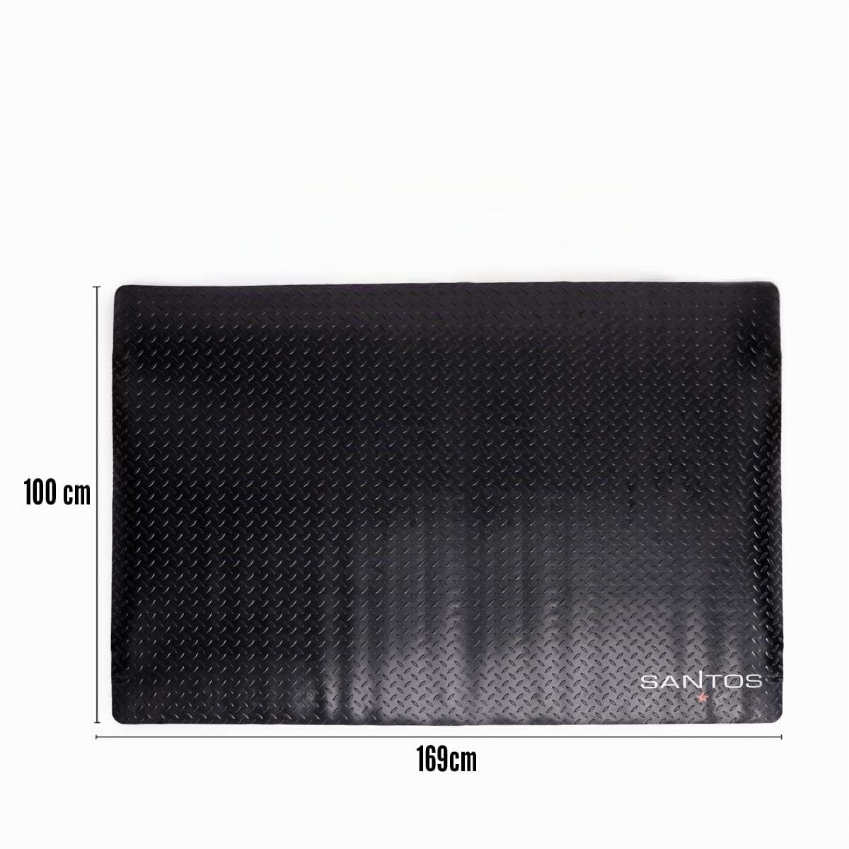 SANTOS Grillmatte, Grillunterlage für Gasgrill, Kugel- Kohlegrill oder Elektrogrill - 169x100cm - Schwarz - pflegeleichter Bodenschutz