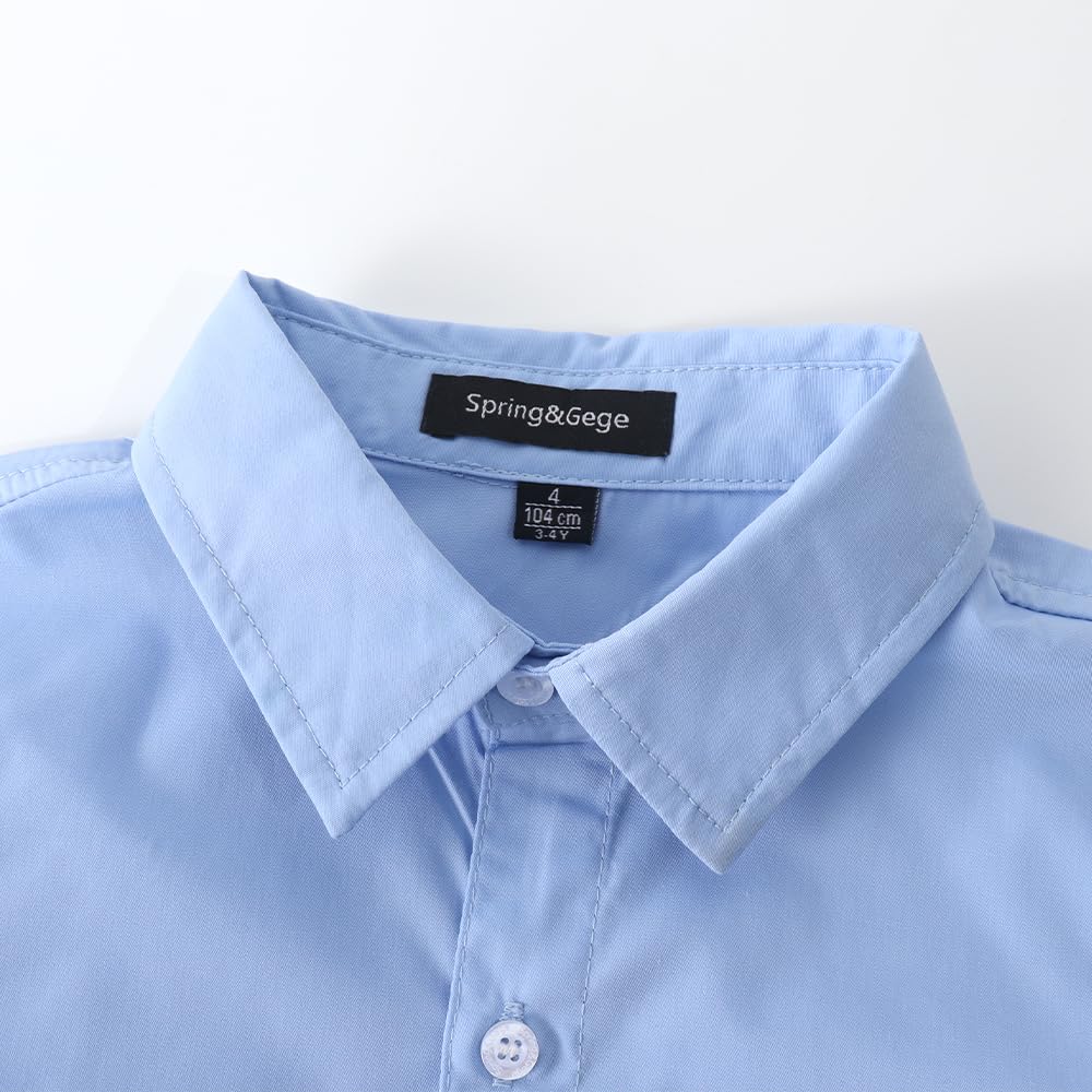 Spring&Gege Langärmelige Hemden für Jungen Formelle Uniform aus Fester Popeline