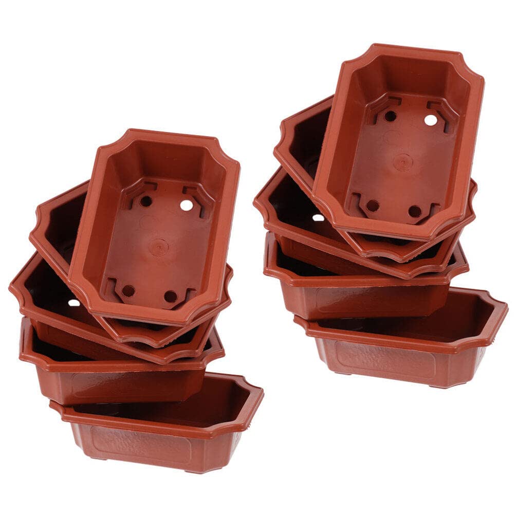 Milisten Macetas Grandes para Bonsái 10 Uds. Macetas Rectangulares Plástico para Entrenamiento Bonsái con Orificios Drenaje Plantador Árboles Y Flores para Jardín