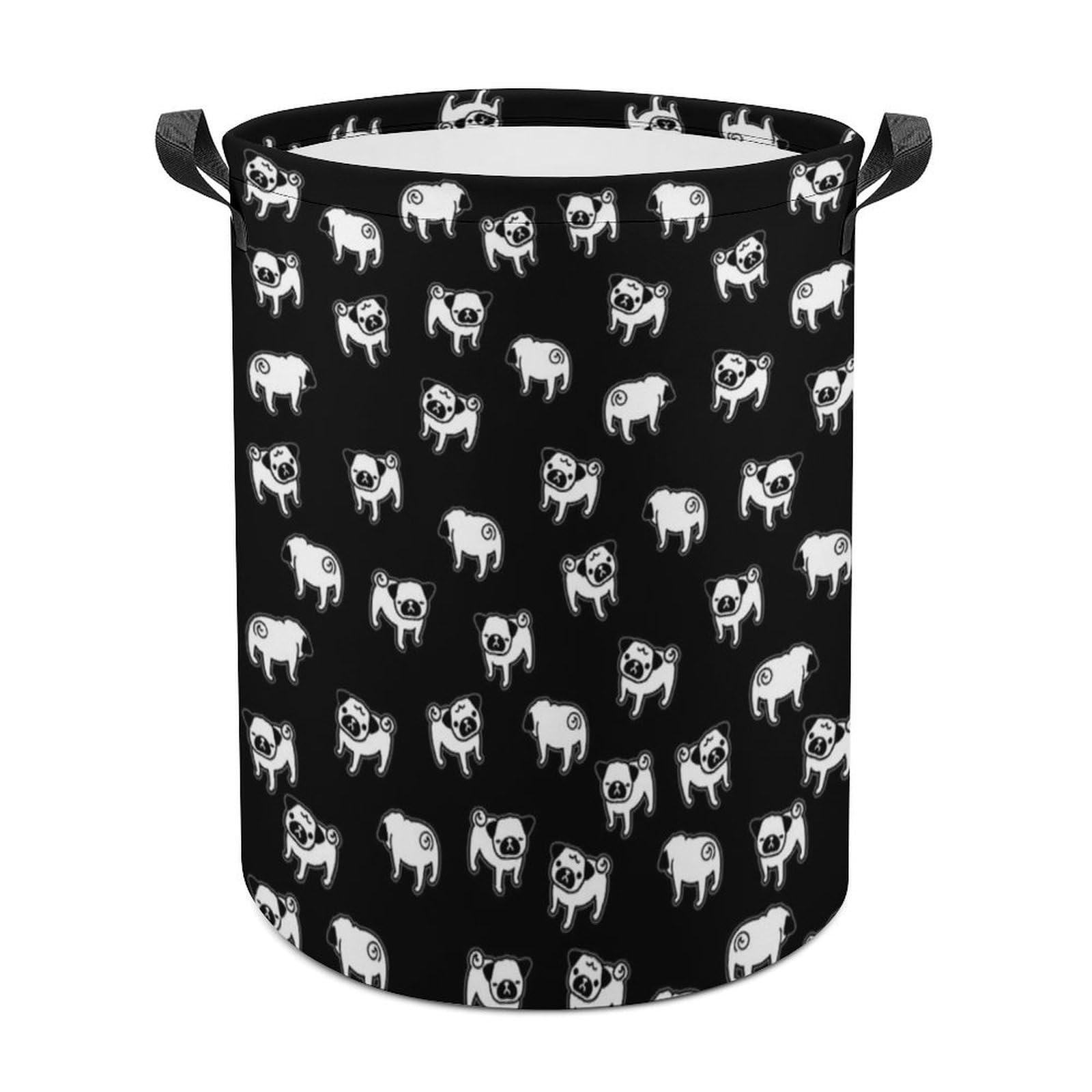 Wlntrophic Laundry Hamper, Pug Dog Laundry Basket, Washing Basket with Handle