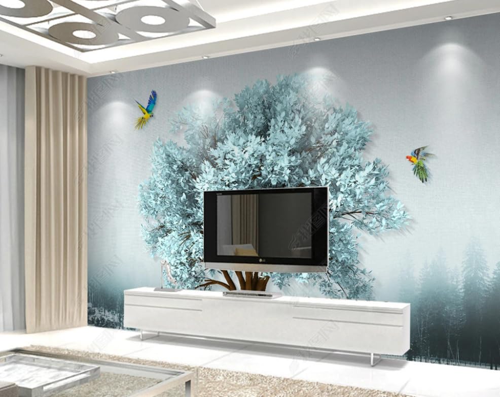 Papier peint intissé forêt d'arbres verts poster géant mural salon et chambre 250x175cm
