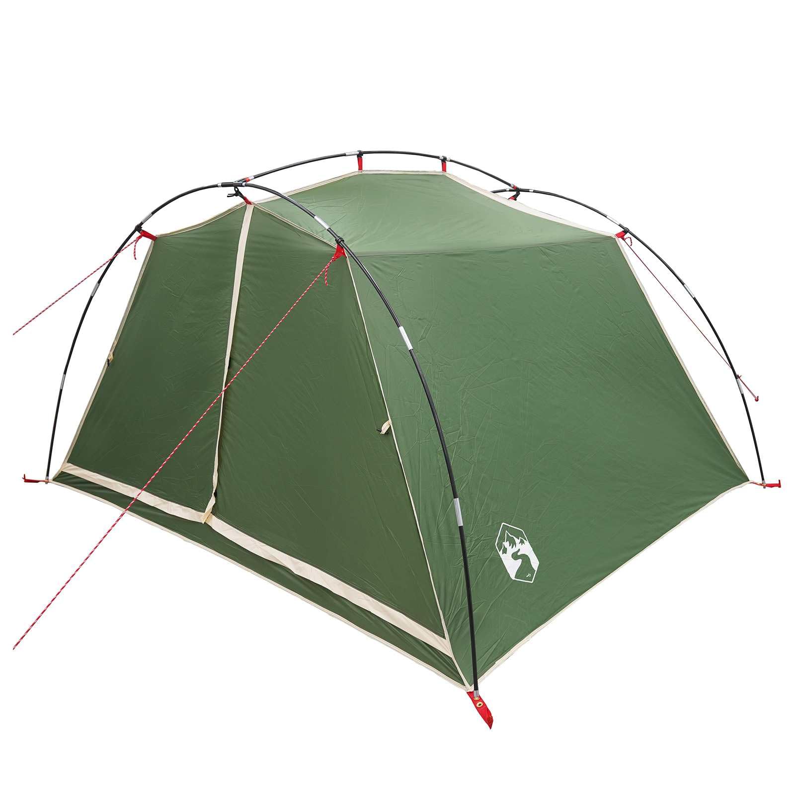 Tunnelzelt Grün 4-Personen 185T Polyester mit PU-Beschichtung, wasserdicht, Winddicht, leicht und kompakt für Camping, Wandern, Festival und Outdoor-Ausrüstung