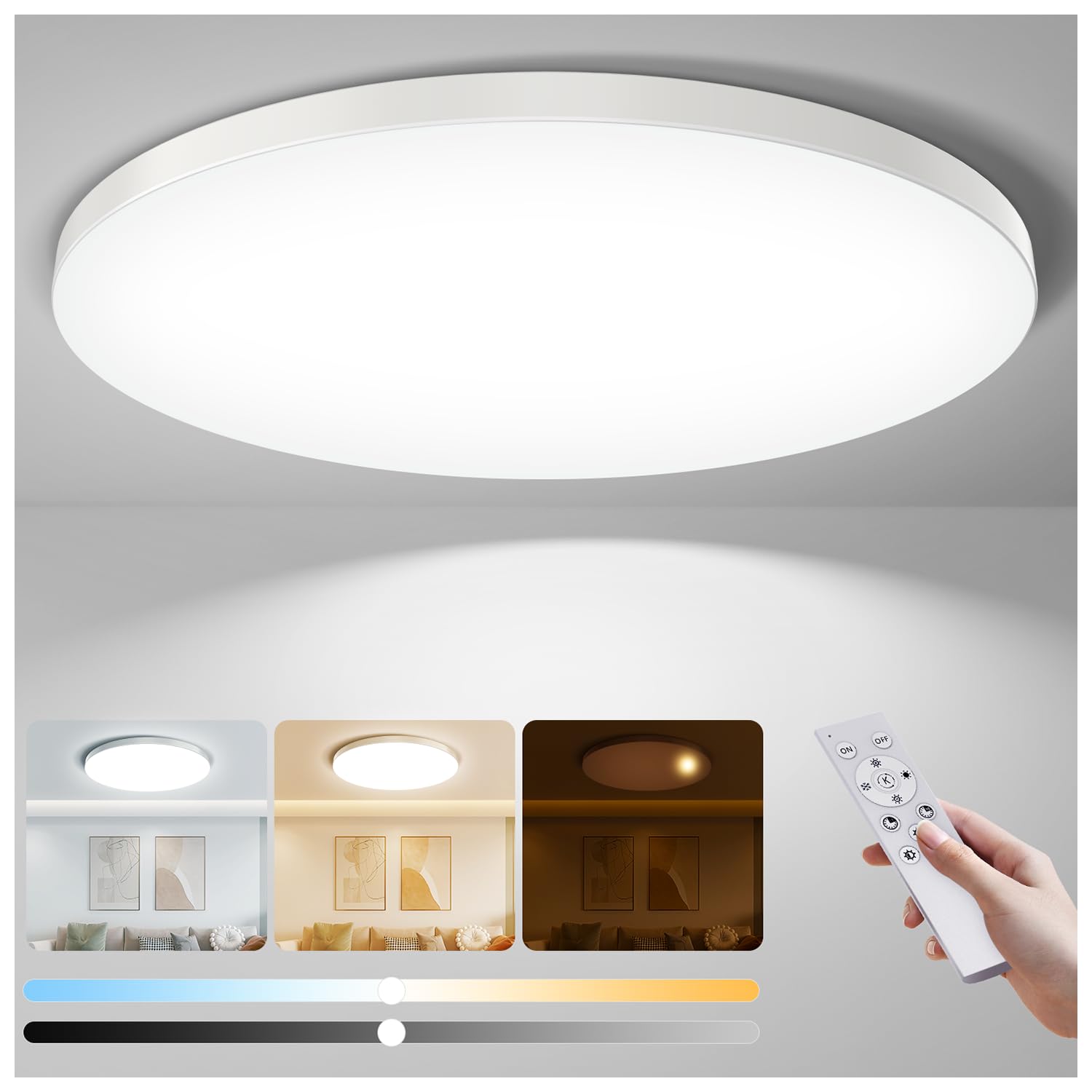 Aphyni LED Ceiling Light with Night Light - 36W 15.8inch 3000K-6500K ...