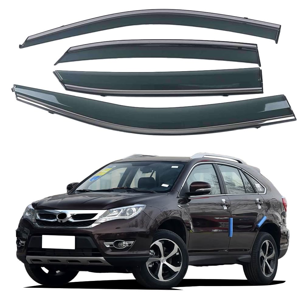 liufangfc Wind Deflectors for BYD S7 2014-2018 – 4pc Tape-On Smoked Visors, Weatherproof, Anti-Salt/Snow, Low-Noise
