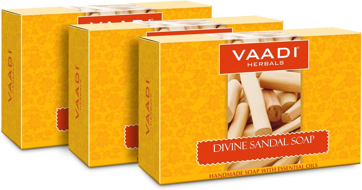 Vaadi Herbals Divine Sandal Soap with Saffron and Turmeric, 75g x 3