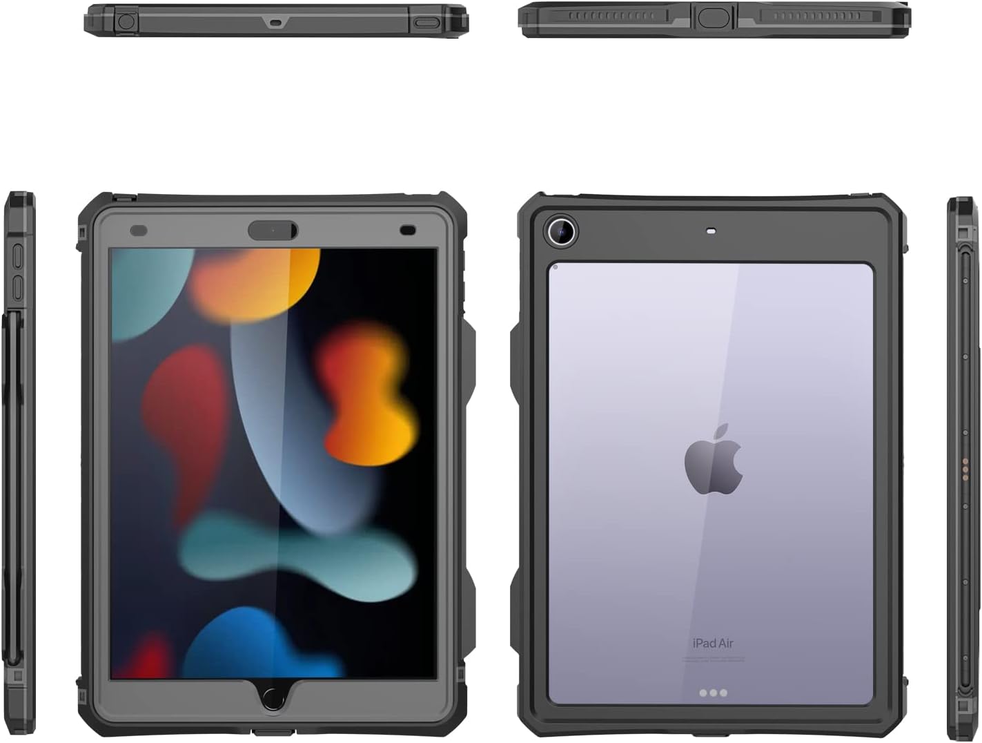 for iPad 10.2" - iPad 9th 8th 7th Generation Waterproof Case,Full-Body Heavy Duty Protective Built-in Screen Protector with Strap Stand Pencil Holde for iPad 9th Generation Case