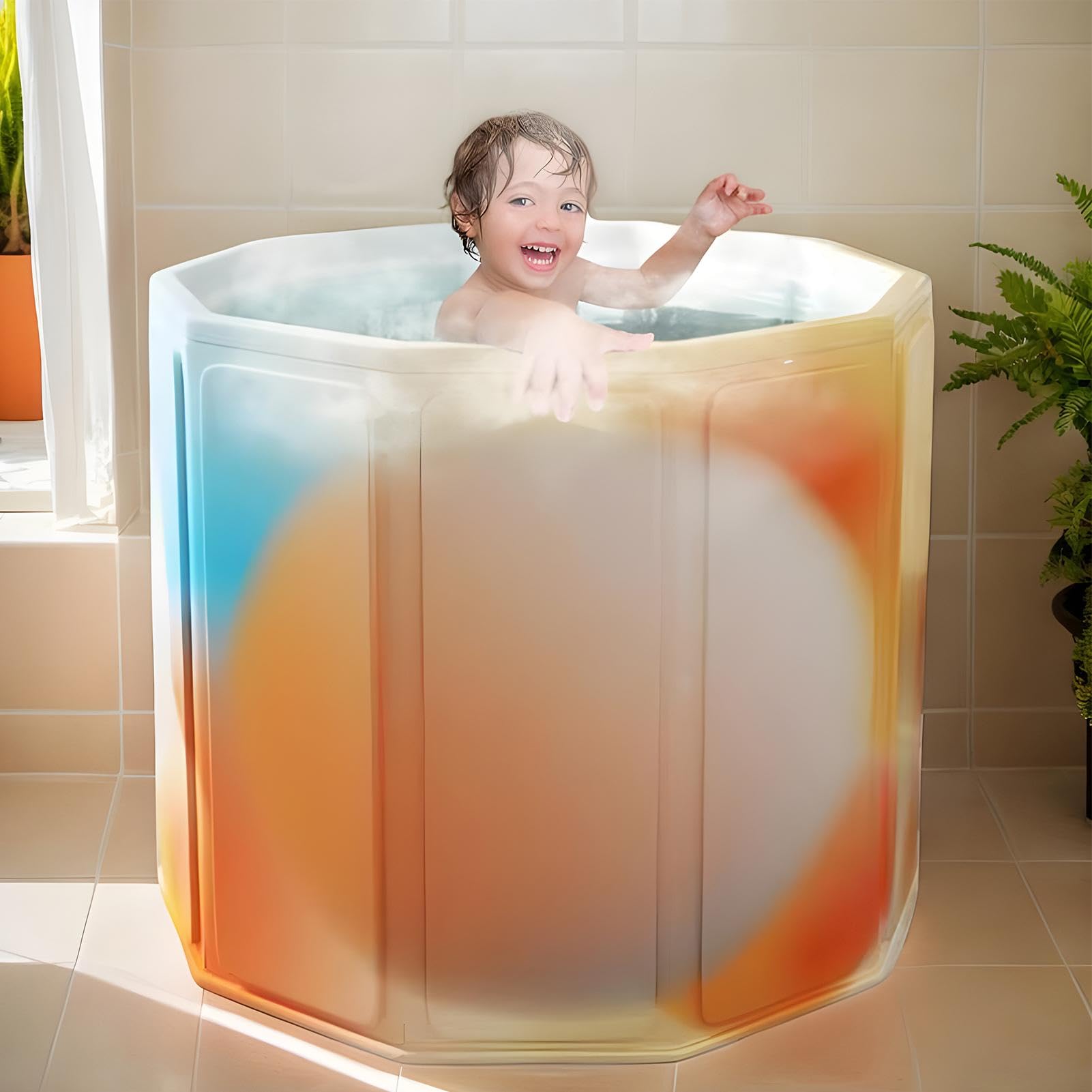 Portable Bathtub for Adults, Thickened Full-Body Soaking Tub, Foldable Sitting Bath Bucket, Home Spa & Hot Water Relaxation Tub for Women and Men, 1 Piece