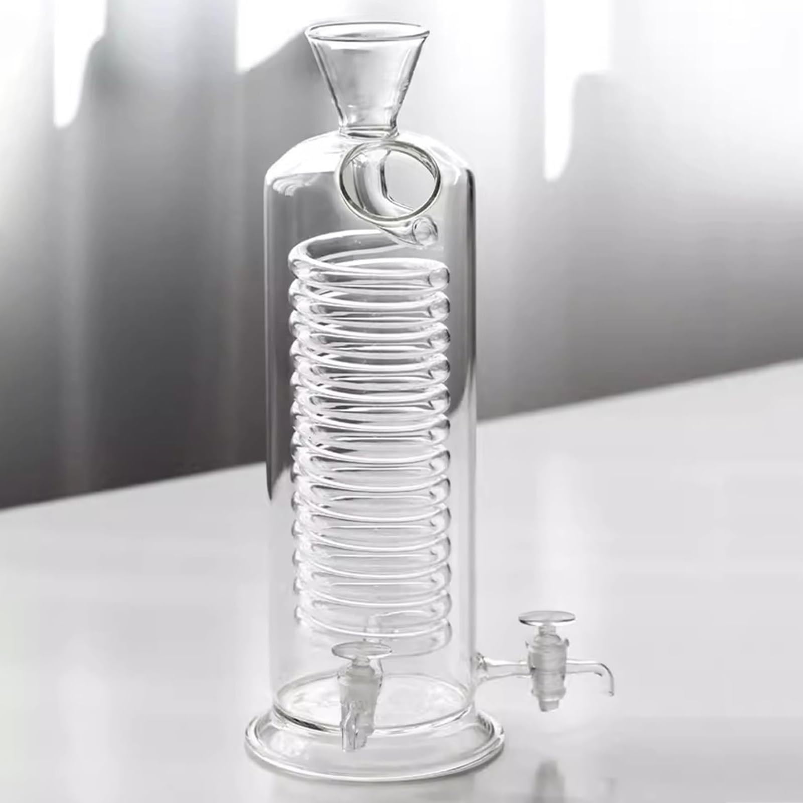 Ekspres do kawy mrożonej, szklany zaparzacz do kawy na zimno, szklany dzbanek do parzenia kawy na zimno o pojemności 180 ml/340 ml, zaparzacz do kawy na zimno ze spiralną rurką chłodzącą i regulowanym