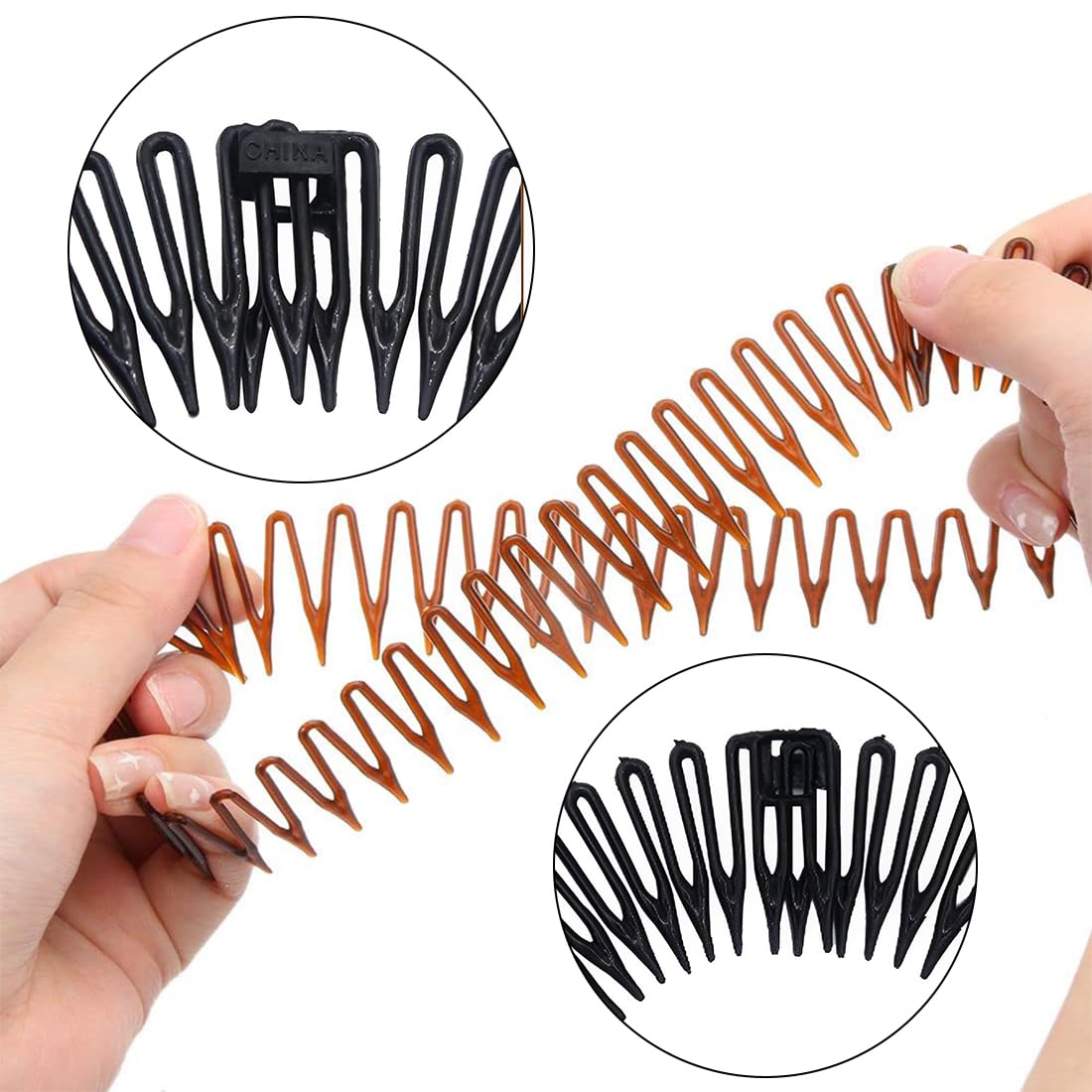 Pettine Elastico Circolare Completo, 6 Pettini Elastici in Plastica per Capelli, Fascia per Denti Circolare, Pettine Circolare in Plastica Flessibile, fascia per acconciature perfette