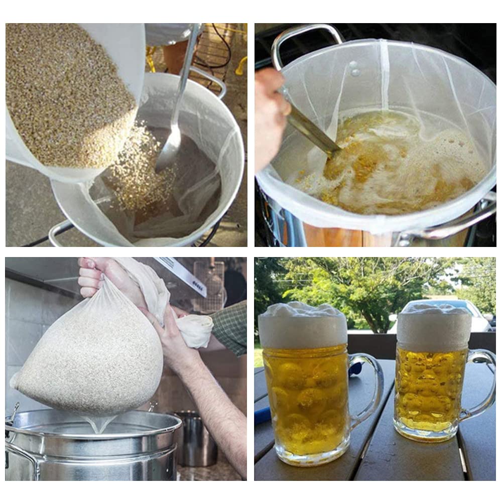 LANANUVO 4 Stück Braubeutel Set - Wiederverwendbare Filterbeutel Für Bier