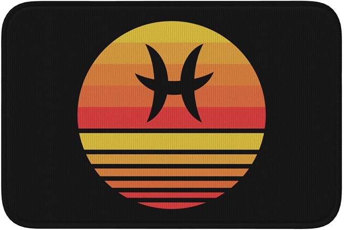 Zodiac Sign Pisces Symbol Bathroom Rugs 24 X 16 Inches Absorbent Non Slip Door Mats Bath Mat Home Decor