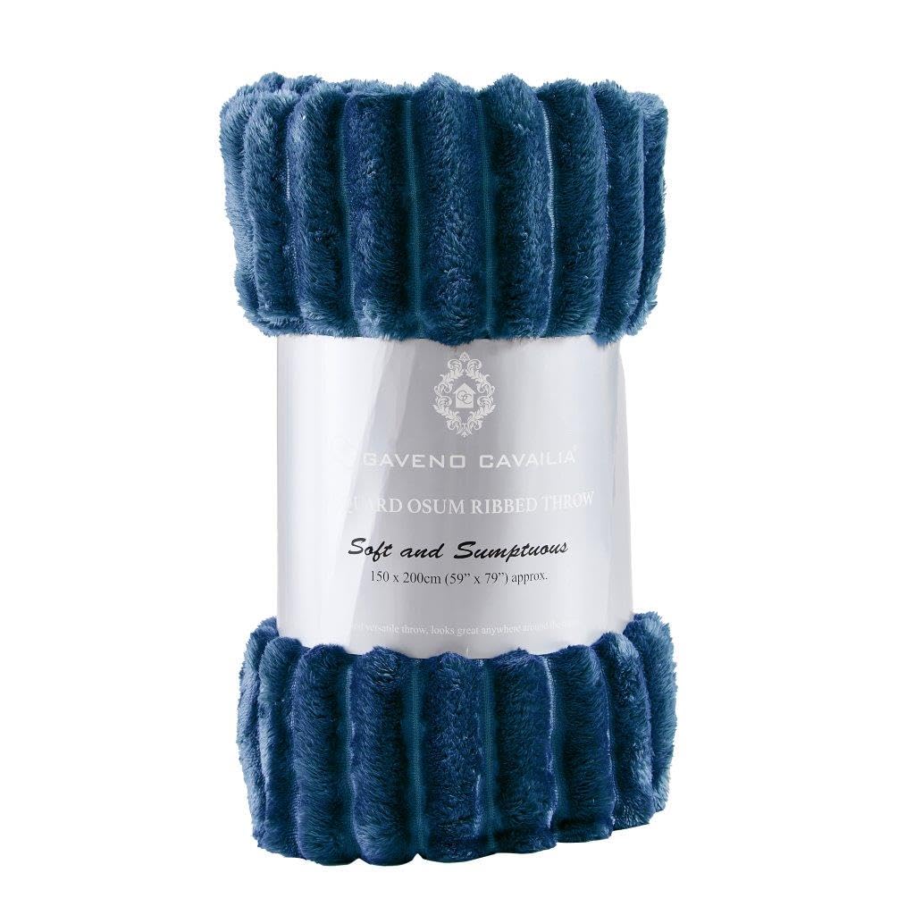 Luxury Chunky Ribbed Cord Fleece Throw – Ultra Soft Plush Blanket for Bed, Sofa & Couch – Warm, Lightweight, Cozy & Hypoallergenic All-Season Comfort (Navy, 200 x 240cm)