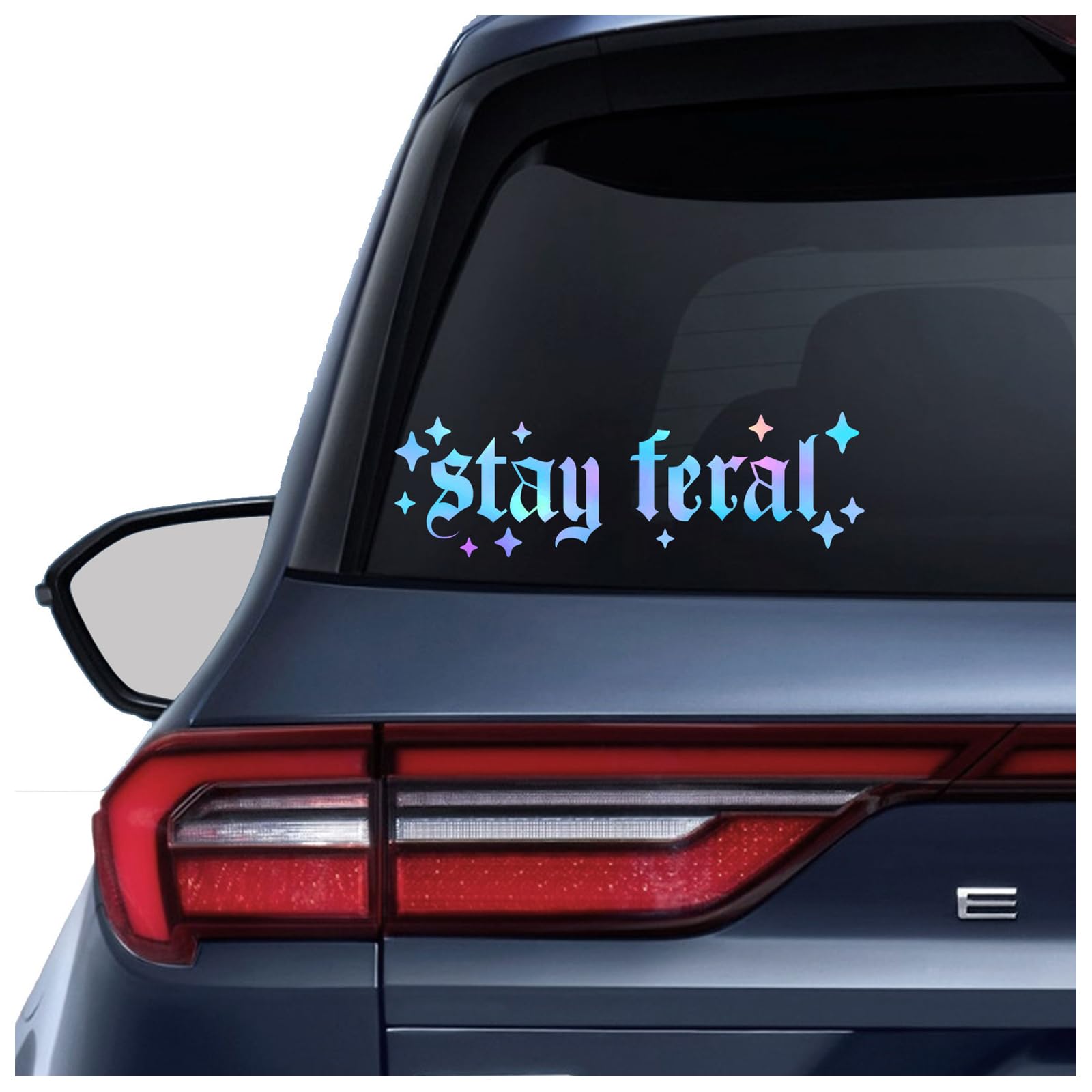 Stay Feral Car Decals for Cars Goth Car Accessories Vinyl Bumper Sticker Set Holographic Gothic Car Decor for