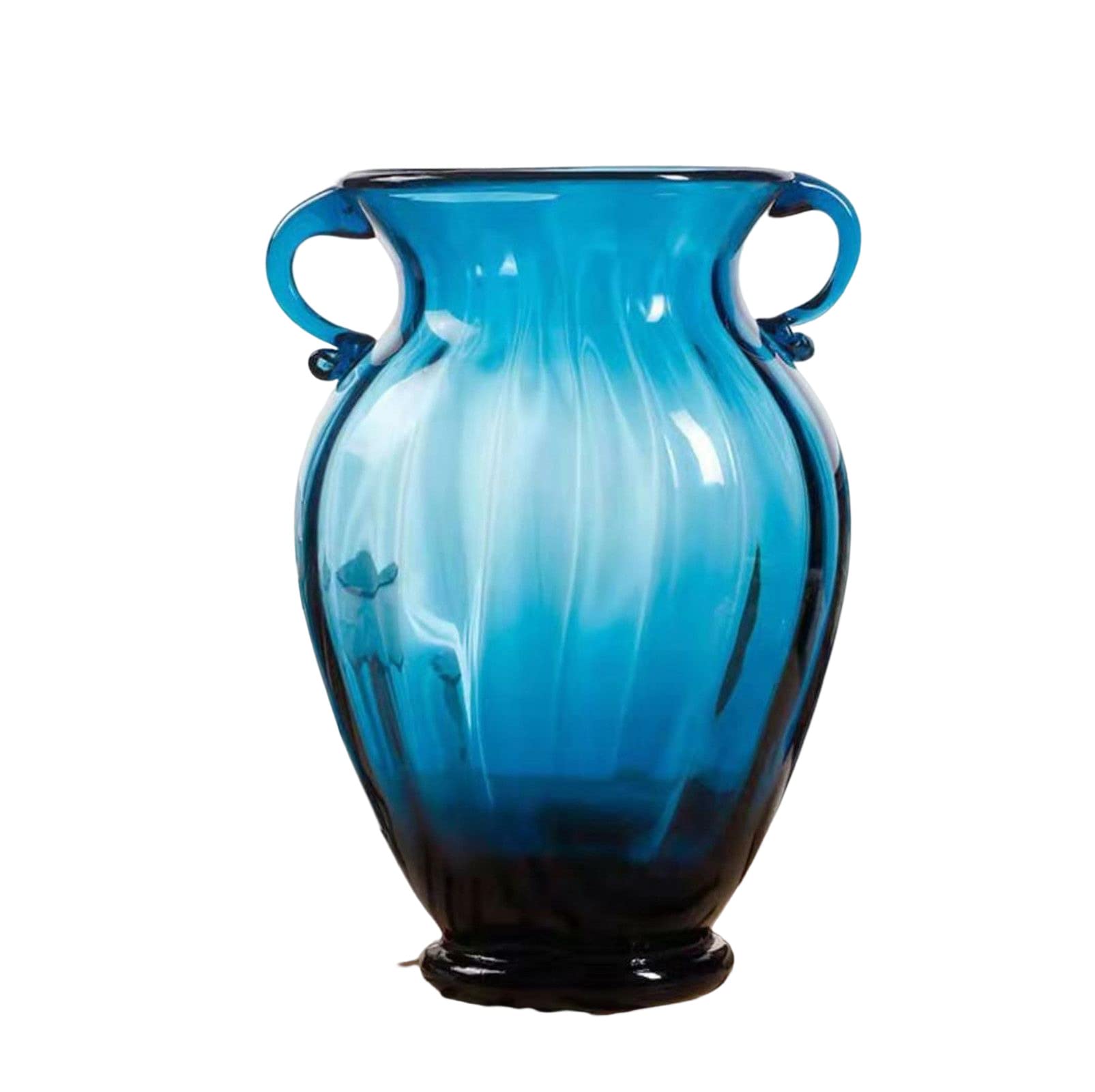 asdchZen Blue Vase, Glass Vase Tall Vases Large Flower Vase Small Vase Amphora For Hydroponics, Fresh Flowers, For Home Room Decor,Blue-13.5 * 21CM
